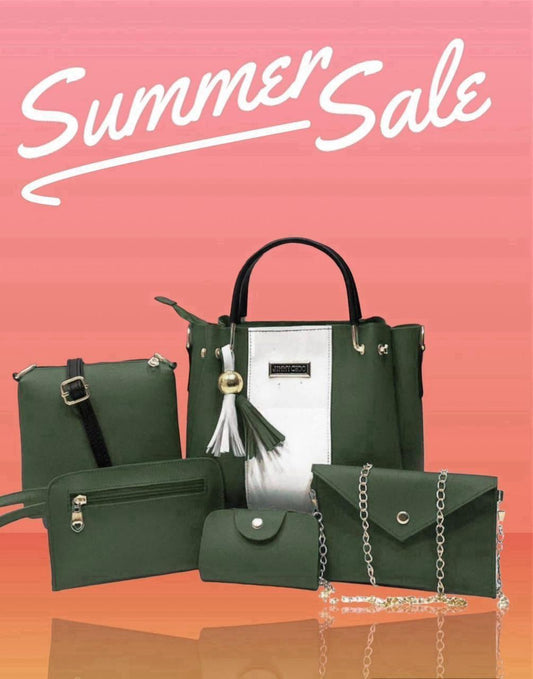 Womens Rexine Hand Bag Set 5 pcs